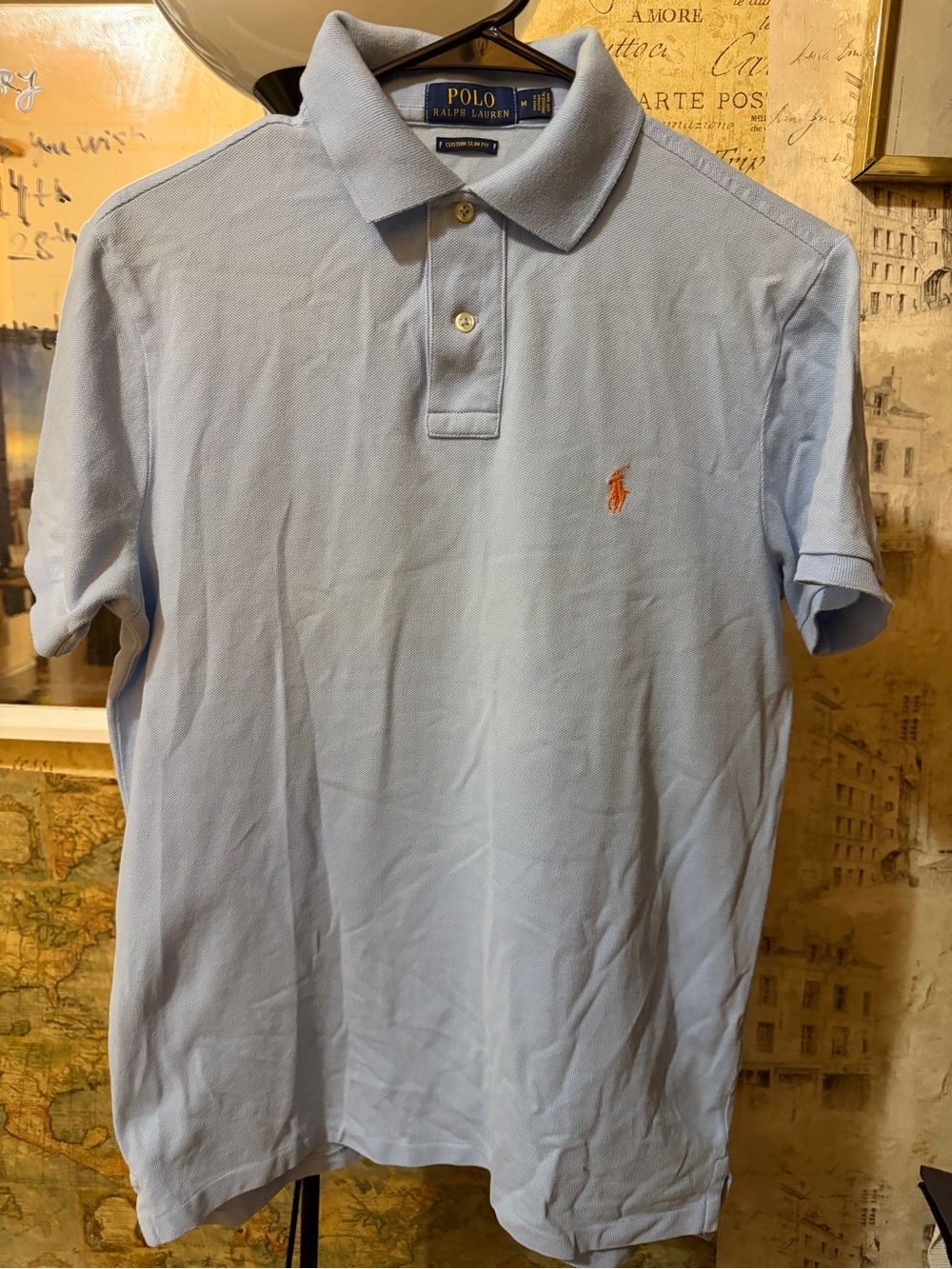 Polo by Ralph Lauren Light Blue Polo with Orange Pony